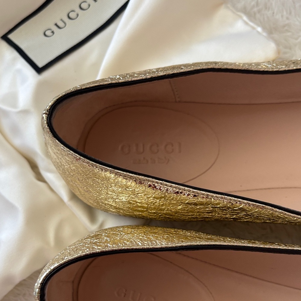 Gucci Gold Metallic Fringe Leather Loafers with GG Horsebit - Picture 4 of 6